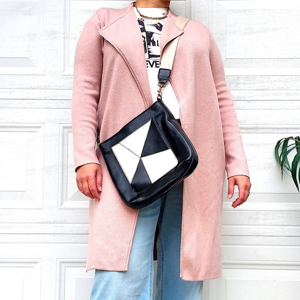 Universal Threads Geometric Black and White Crossbody Bag Faux Leather